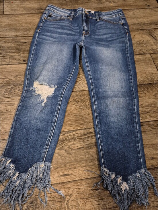 KanCan Denim - KanCan Jeans Audrina Blue Cropped Ankle Skinny Distressed Frayed Hem(Size 15/31)
